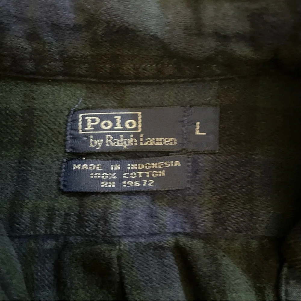 Polo by Ralph Lauren Green and Blue Plaid Button Down Flannel Long Sleeve Shirt